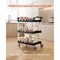 Black 3-Tier Metal Rolling Utility Cart Mobile Organizer with Locking Wheels for Garage and Home Storage